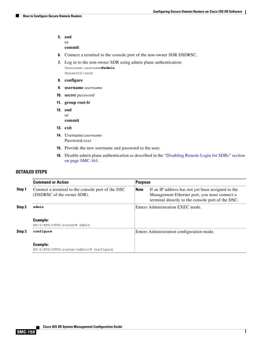 Cisco Systems SMC-127 manual Group root-lr End or commit Exit, SMC-158 