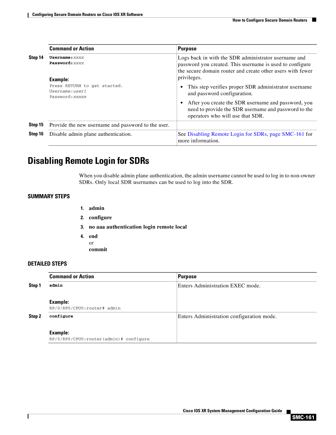 Cisco Systems SMC-127 manual See Disabling Remote Login for SDRs, page SMC-161for 