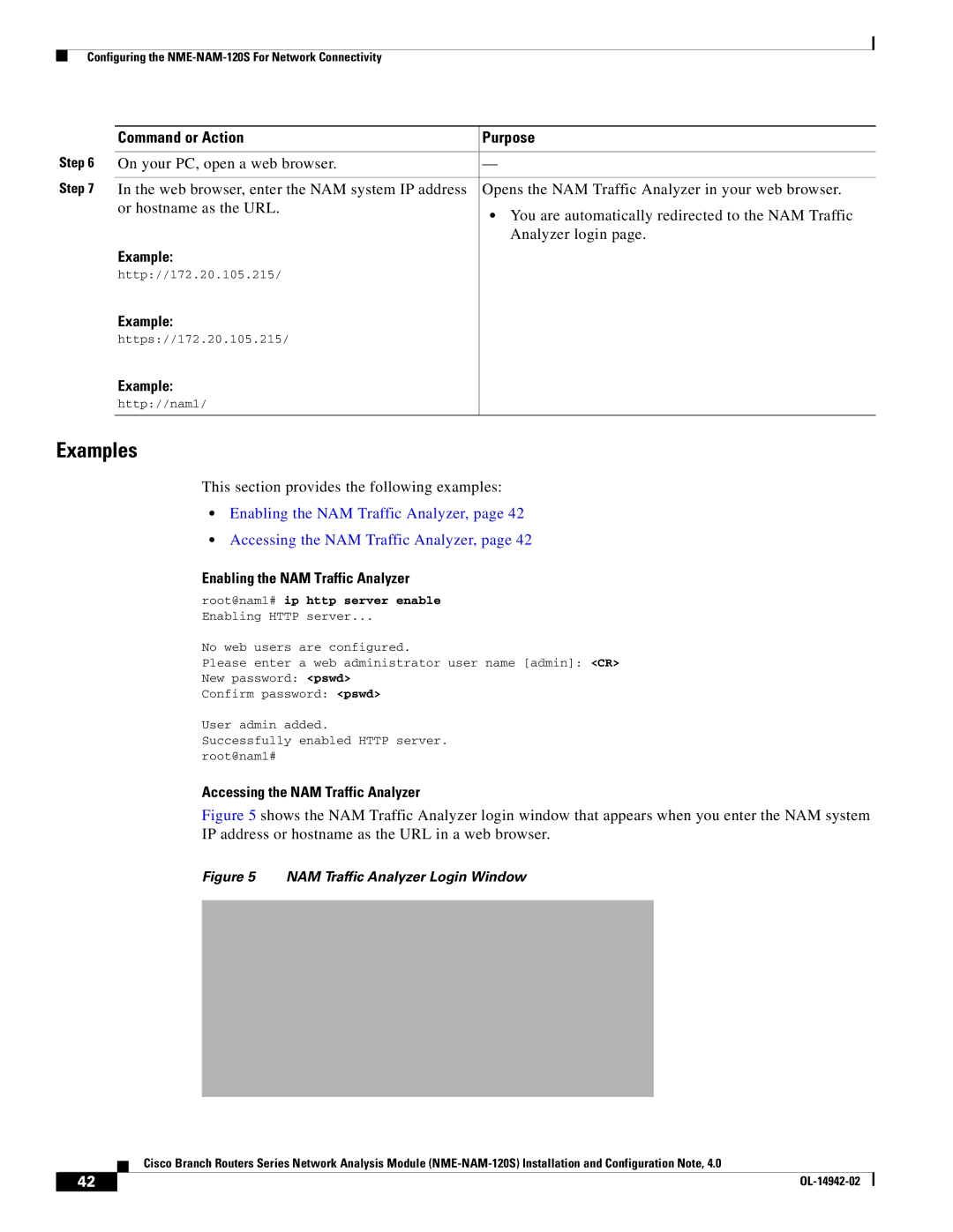 Cisco Systems SMNMADPTR manual Enabling the NAM Traffic Analyzer, Accessing the NAM Traffic Analyzer 