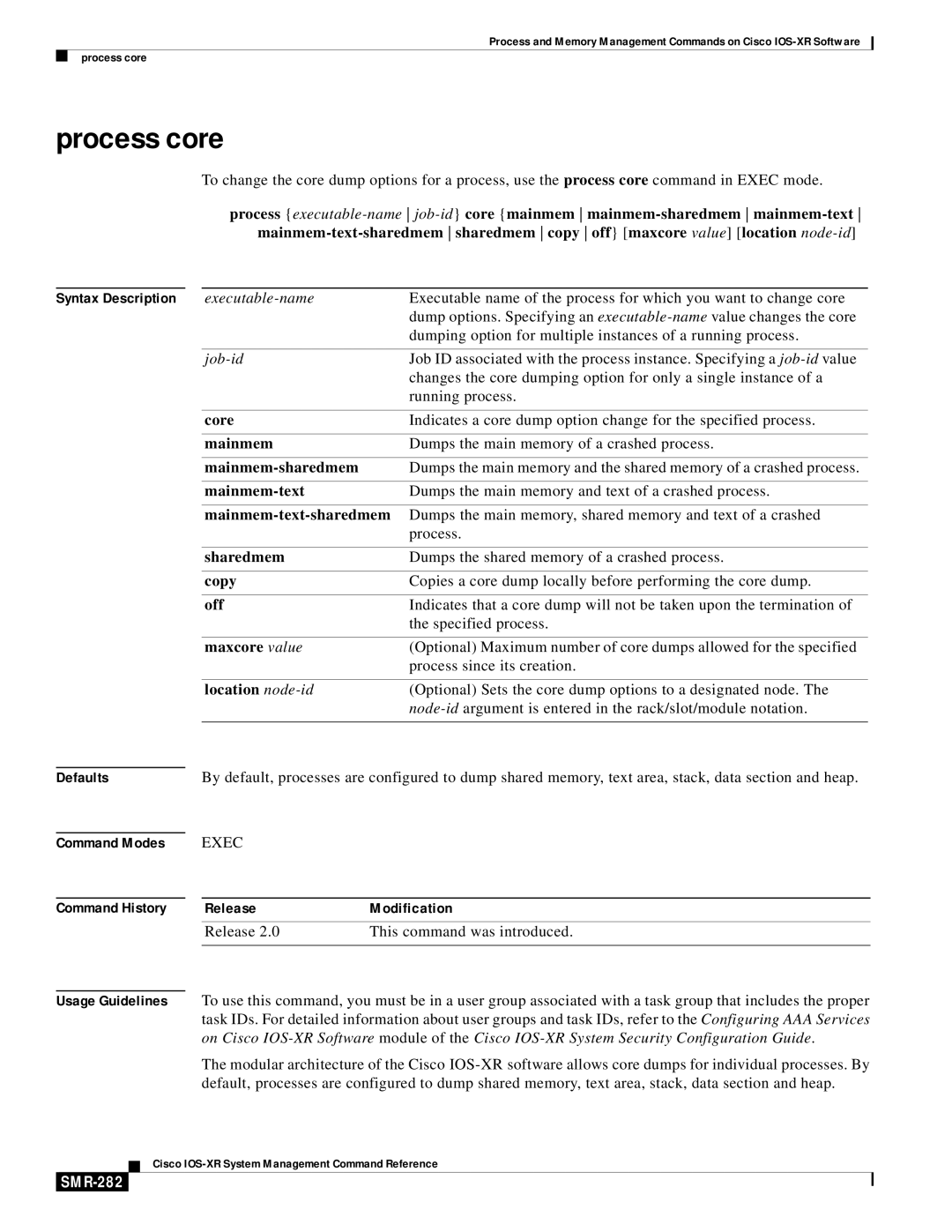 Cisco Systems SMR-273 manual Process core, SMR-282 