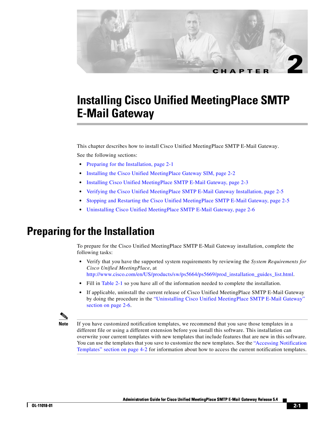 Cisco Systems manual Installing Cisco Unified MeetingPlace SMTP E-Mail Gateway, C H A P T E R 
