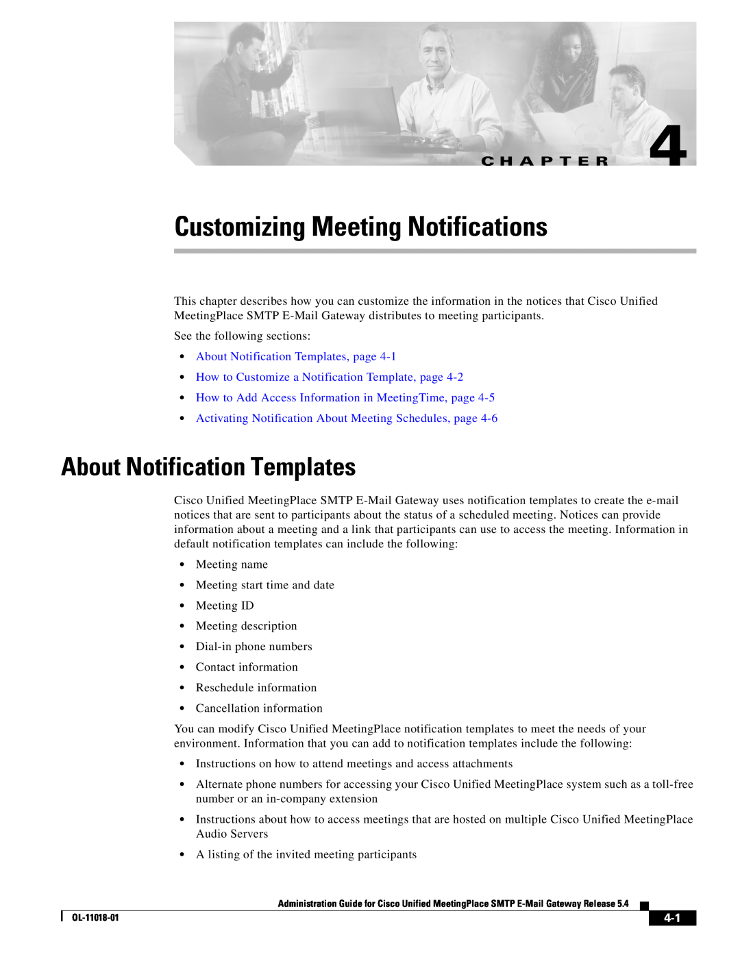 Cisco Systems SMTP manual Customizing Meeting Notifications, C H A P T E R, About Notification Templates, page 