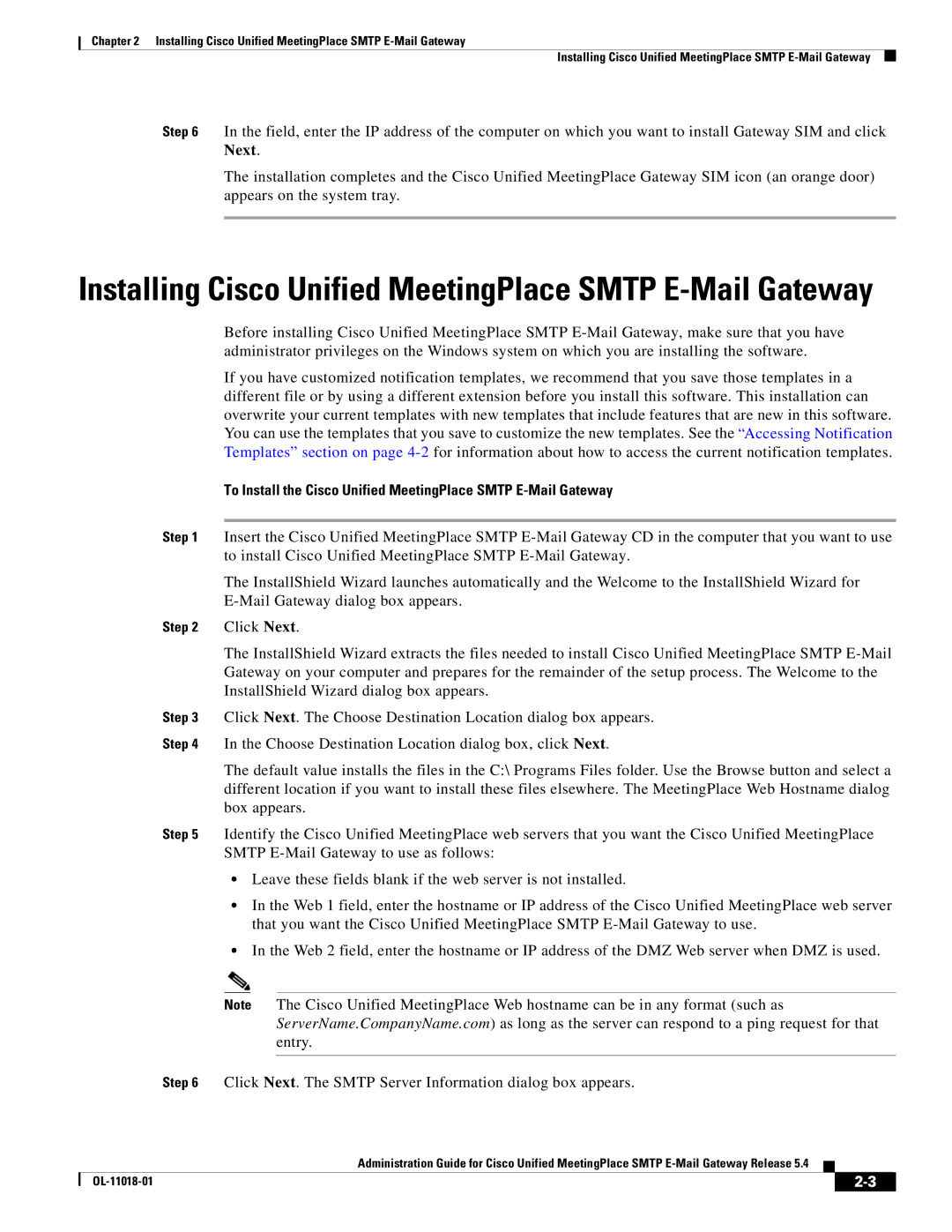 Cisco Systems SMTP manual Installing Cisco Unified MeetingPlace Smtp E-Mail Gateway 