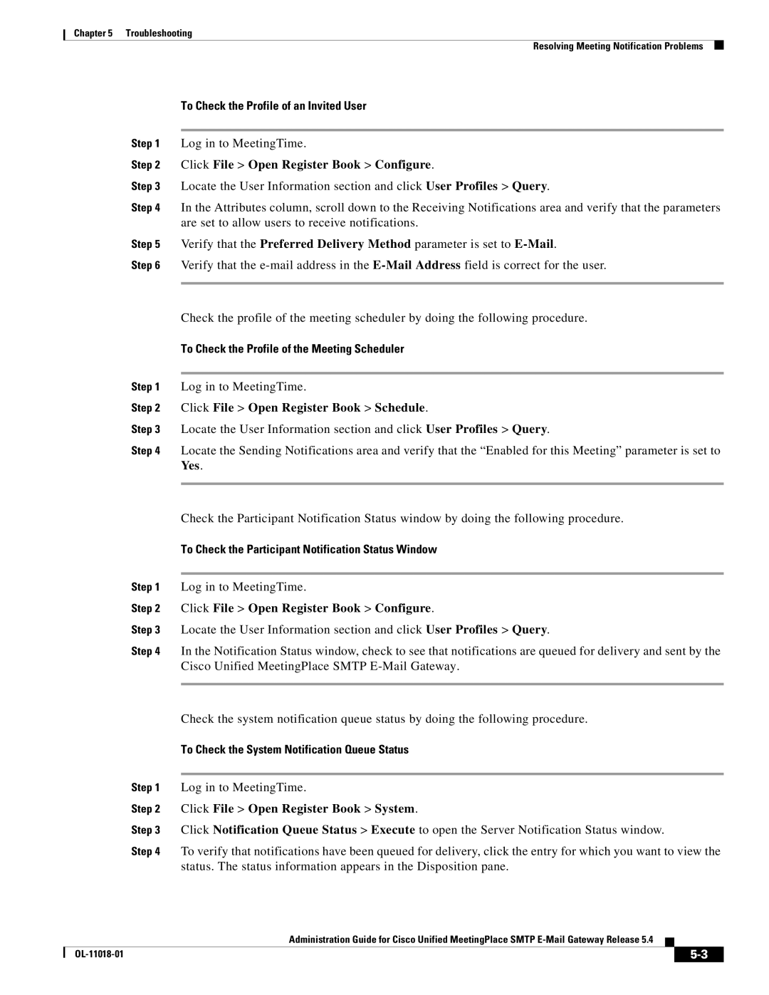 Cisco Systems SMTP manual To Check the Profile of an Invited User, To Check the Profile of the Meeting Scheduler 