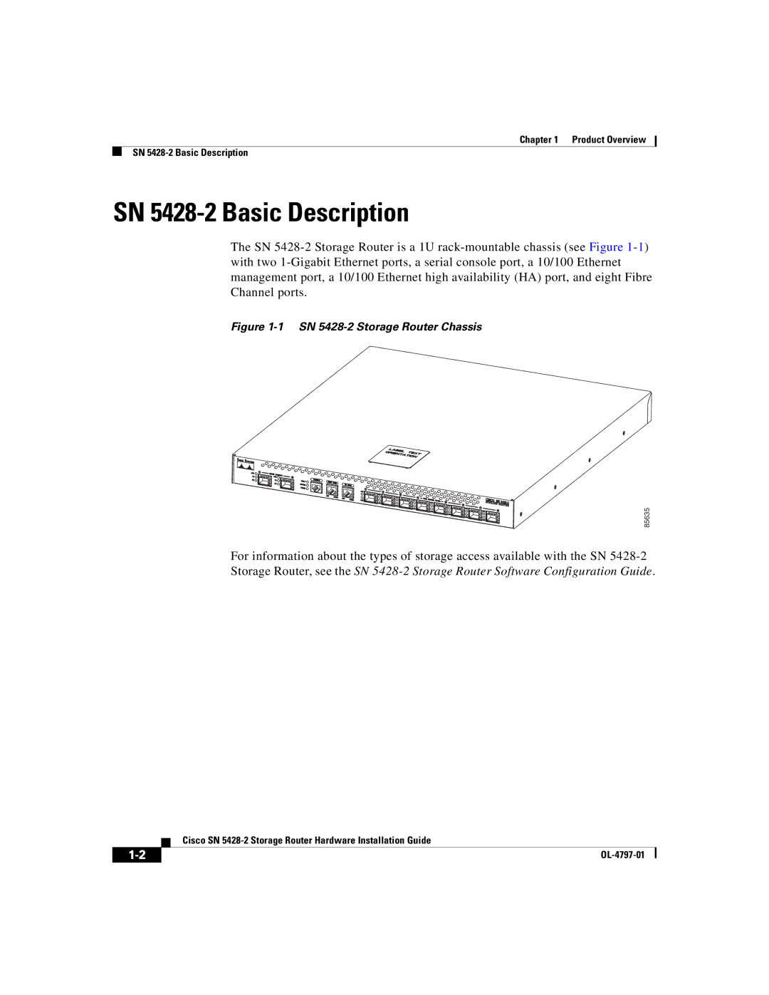 Cisco Systems manual SN 5428-2 Basic Description, SN 5428-2 Storage Router Chassis 