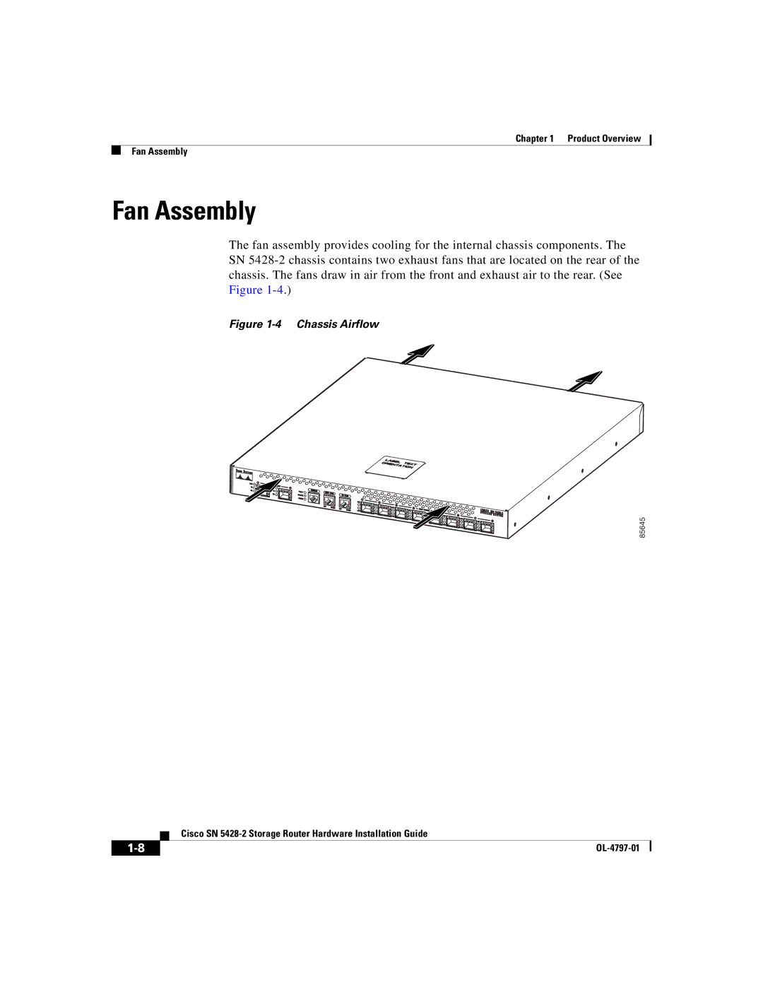 Cisco Systems SN 5428-2 manual Fan Assembly, Chassis Airflow 