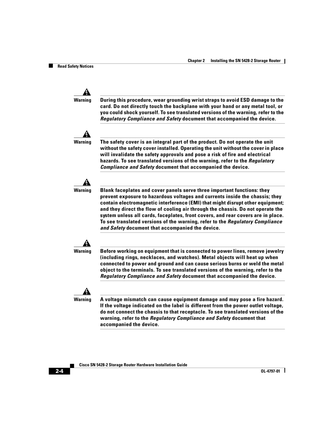 Cisco Systems SN 5428-2 manual OL-4797-01 