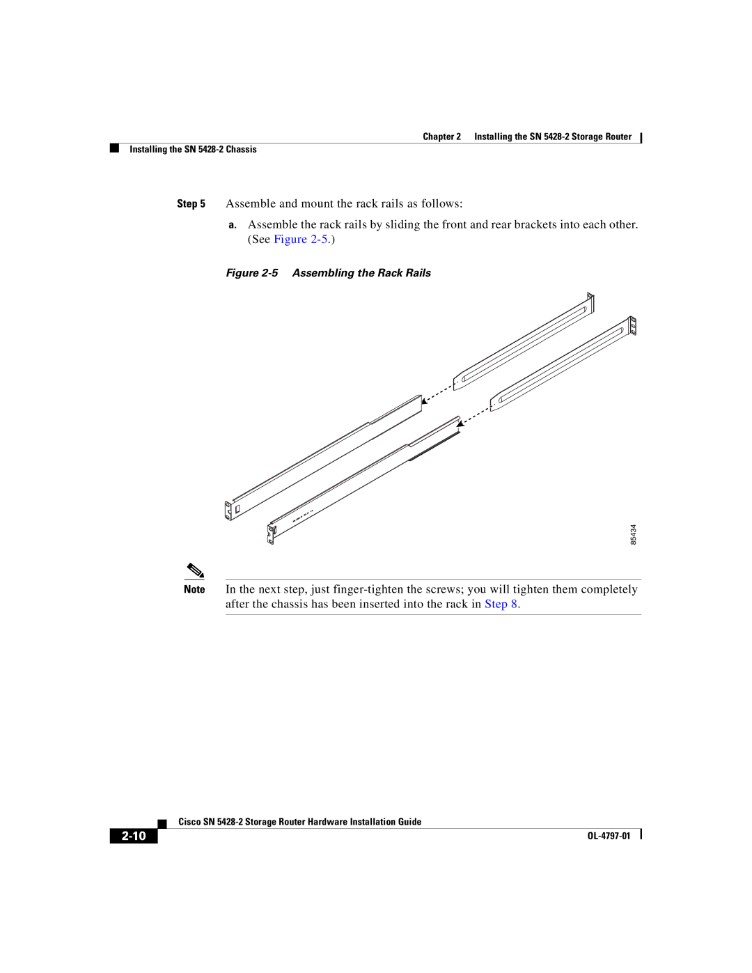 Cisco Systems SN 5428-2 manual Assembling the Rack Rails 