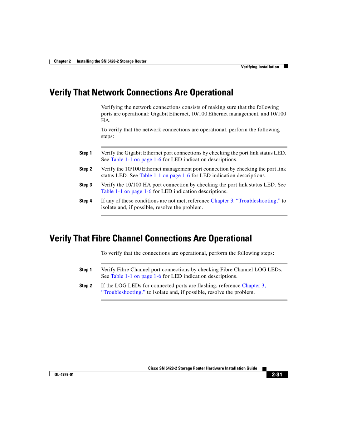 Cisco Systems SN 5428-2 manual Verify That Network Connections Are Operational 