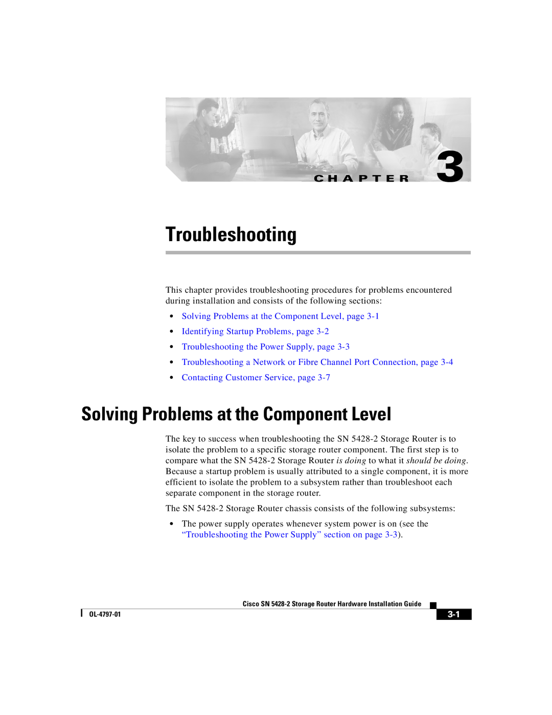 Cisco Systems SN 5428-2 manual Troubleshooting, Solving Problems at the Component Level 