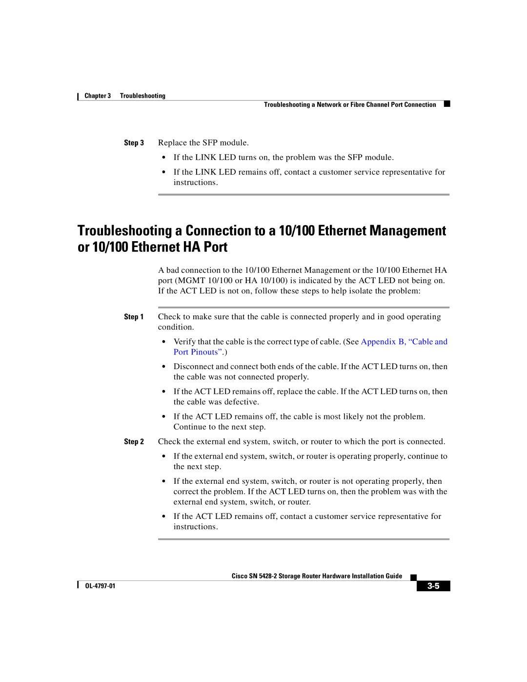 Cisco Systems SN 5428-2 manual Troubleshooting 