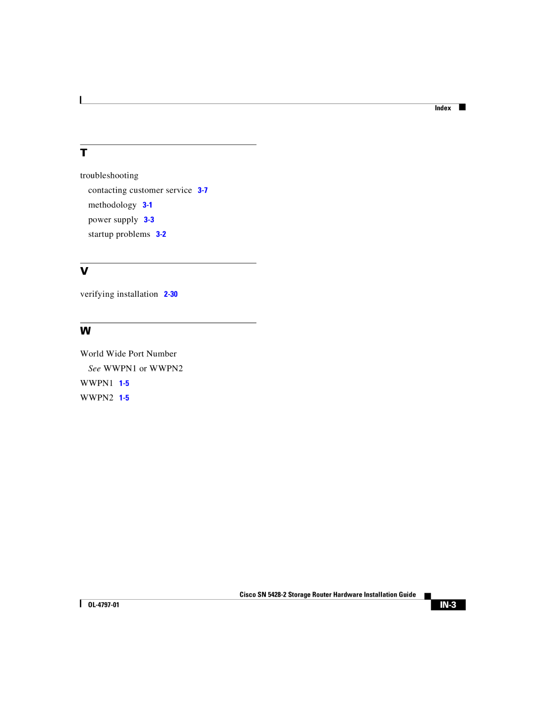 Cisco Systems SN 5428-2 manual IN-3 