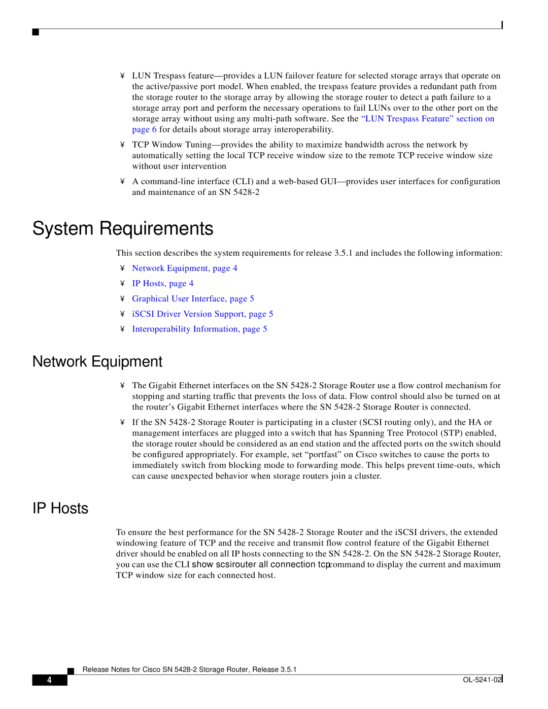 Cisco Systems SN 5428-2 manual System Requirements, Network Equipment, IP Hosts 