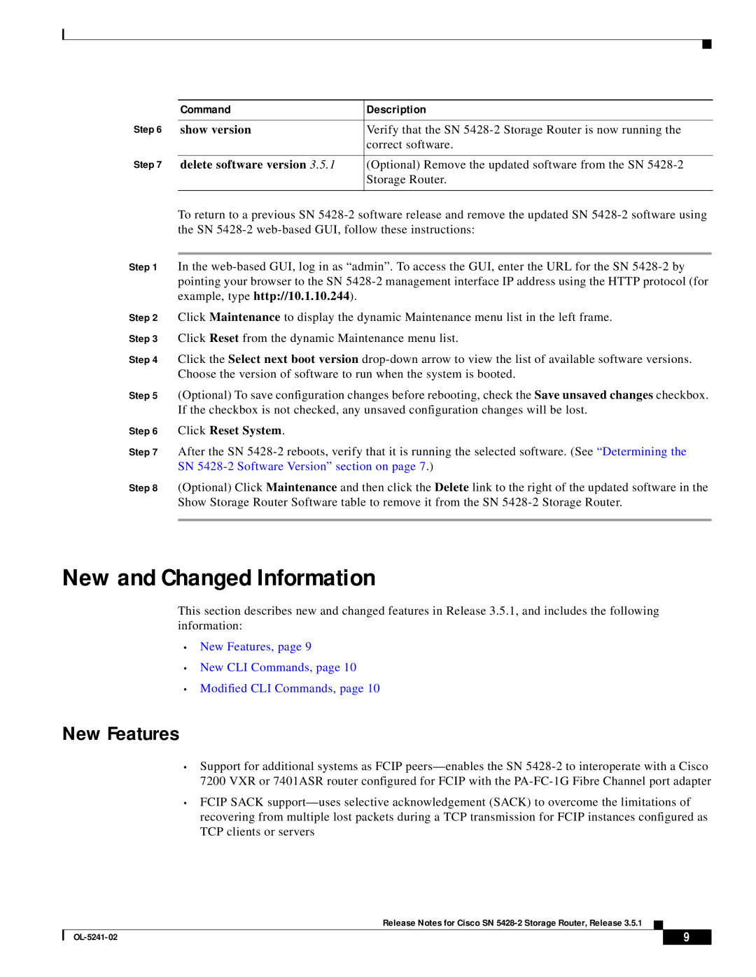 Cisco Systems SN 5428-2 manual New and Changed Information, New Features 