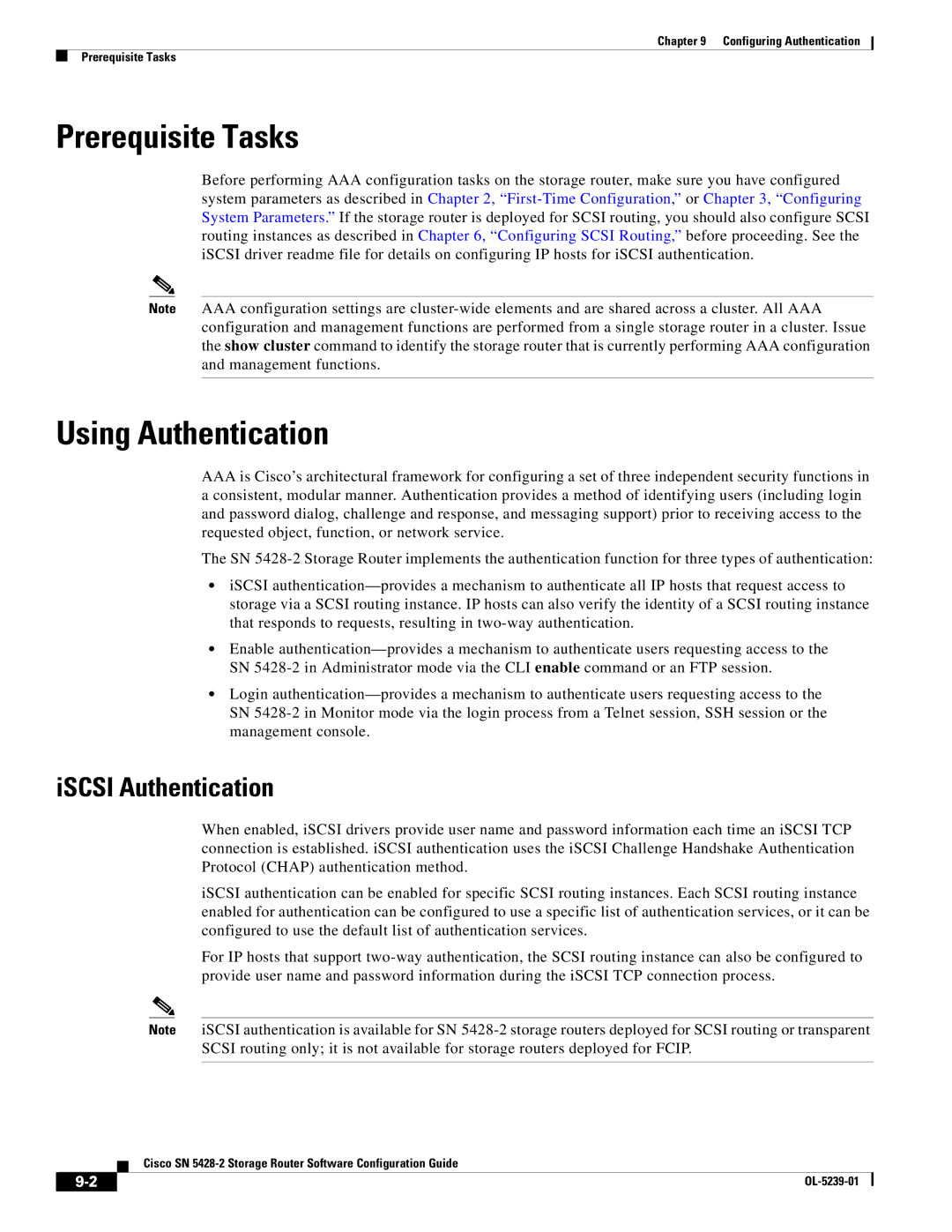 Cisco Systems SN 5428-2 manual Prerequisite Tasks, Using Authentication 