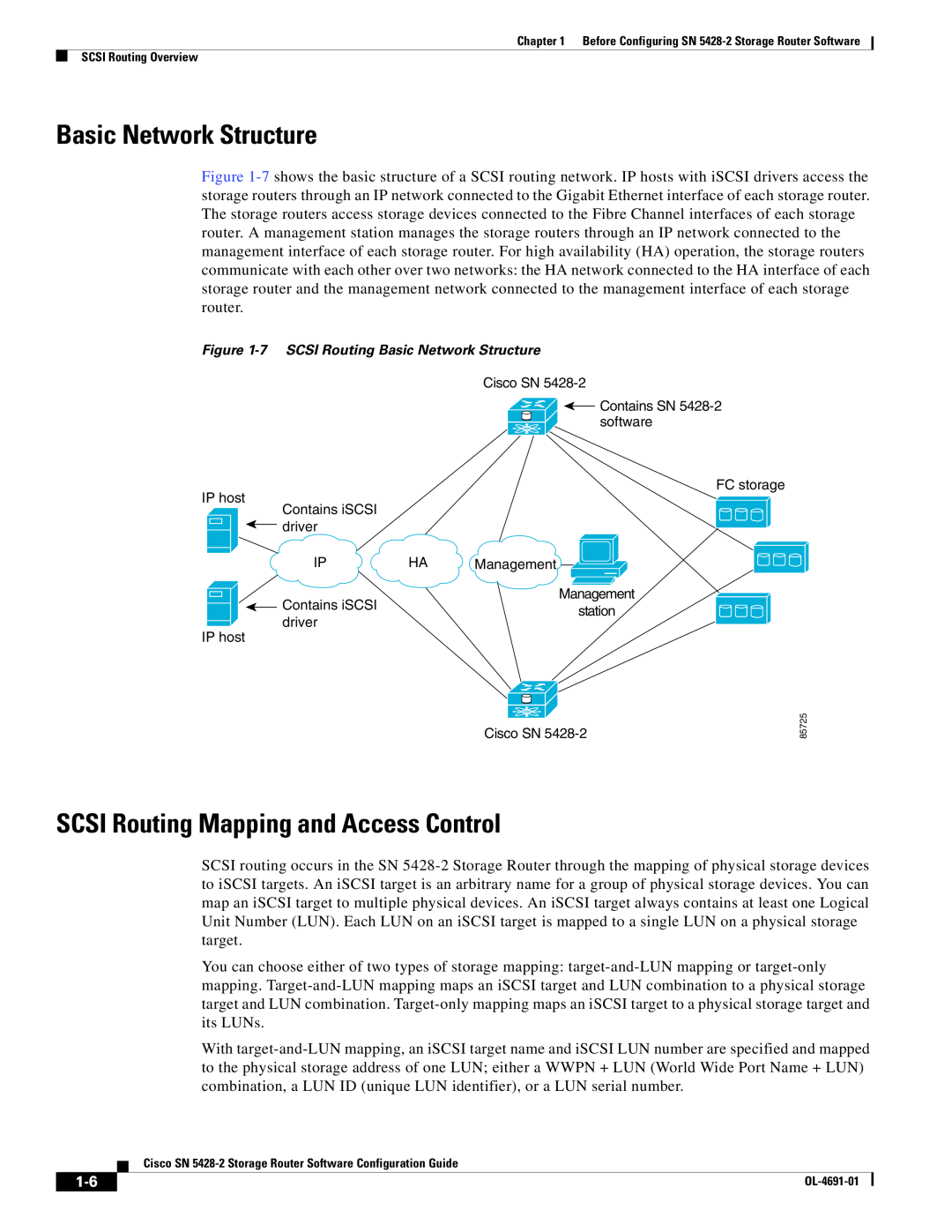 Cisco Systems SN 5428-2 manual Basic Network Structure, SCSI Routing Mapping and Access Control 
