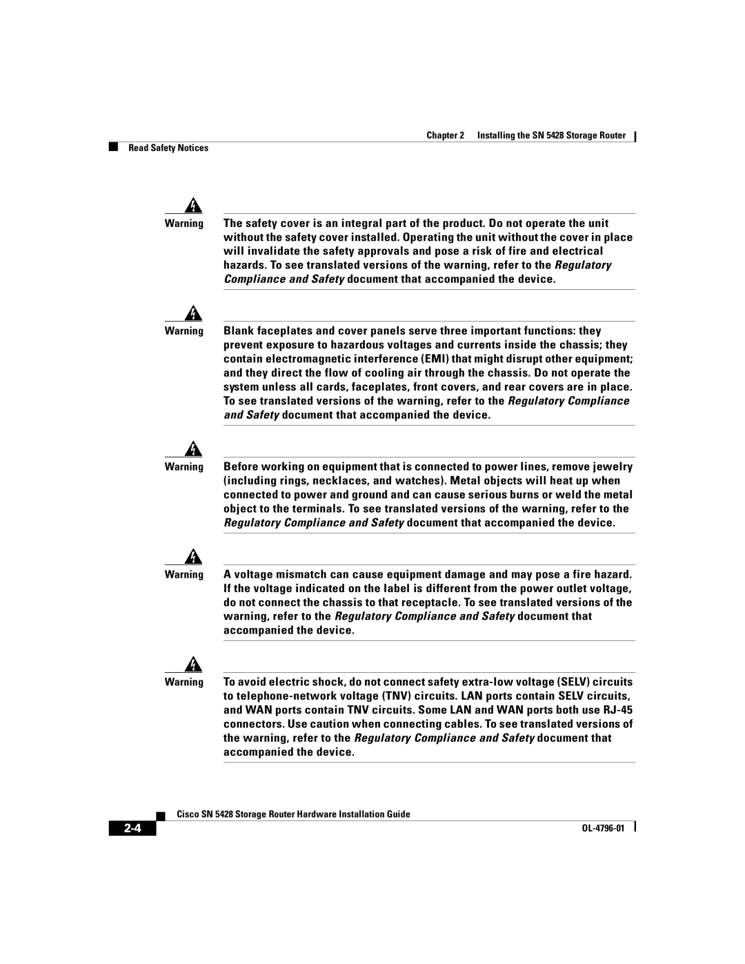 Cisco Systems SN 5428 manual OL-4796-01 