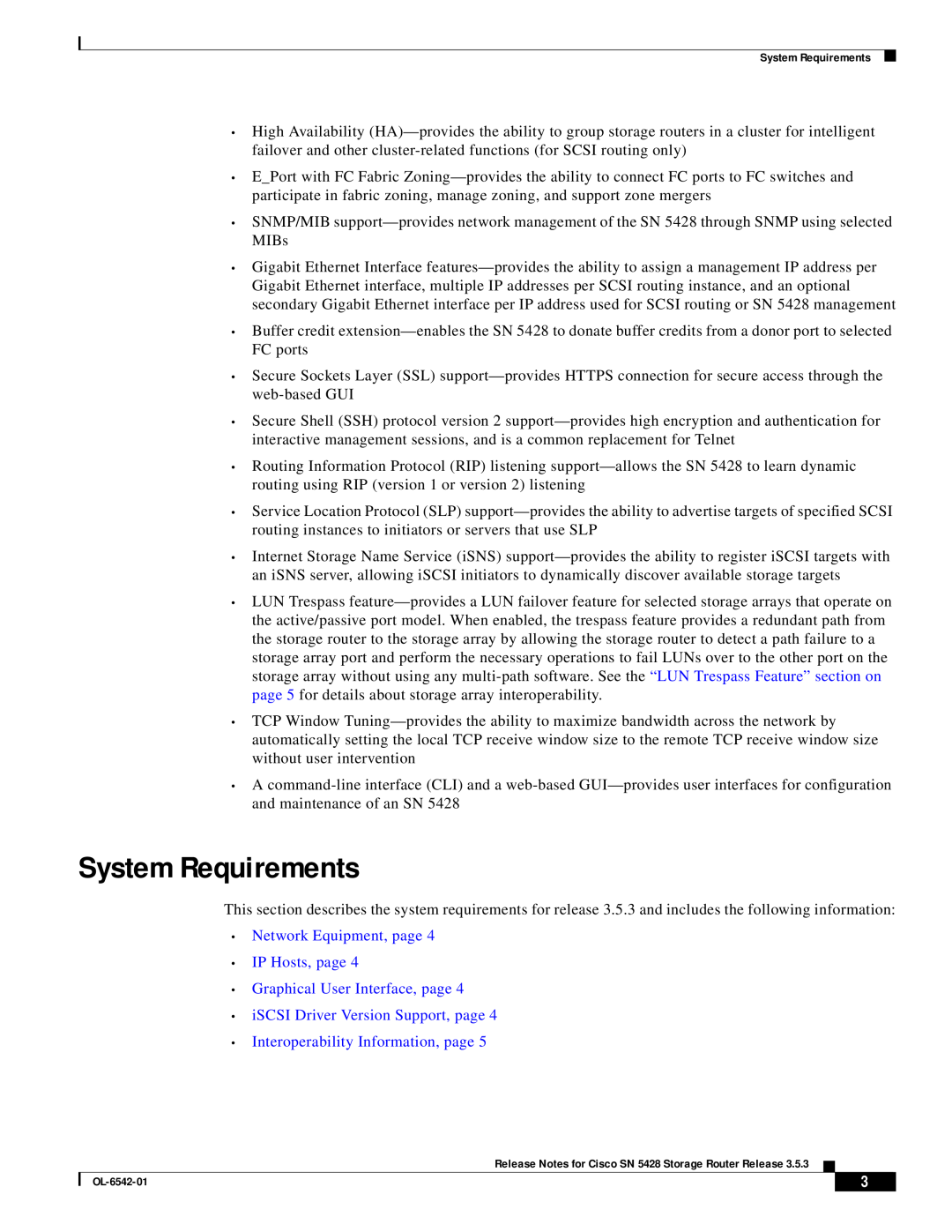 Cisco Systems SN 5428 manual System Requirements, Network Equipment, page IP Hosts, page Graphical User Interface, page 