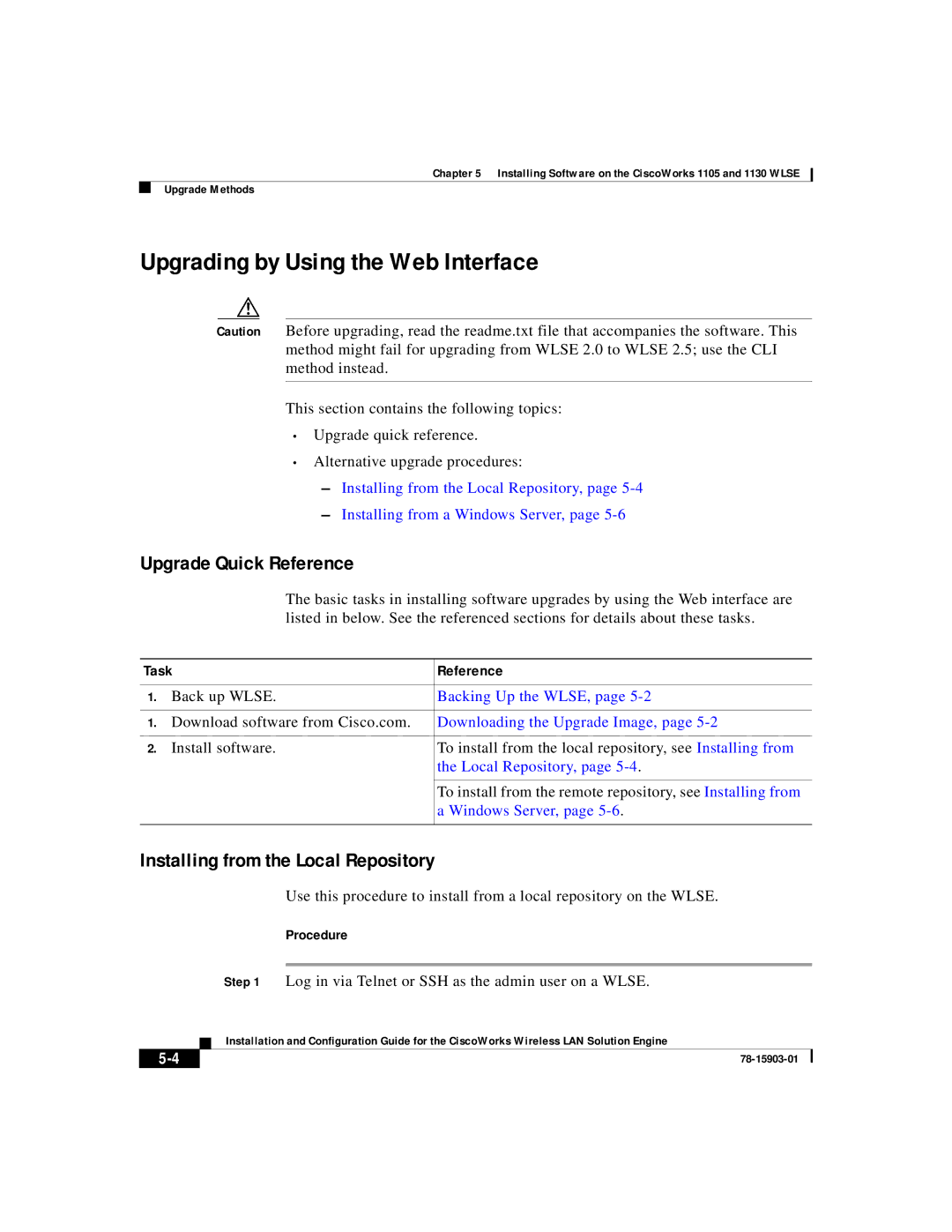 Cisco Systems SOFTWARE RELEASE 2.5 warranty Upgrading by Using the Web Interface, Upgrade Quick Reference 