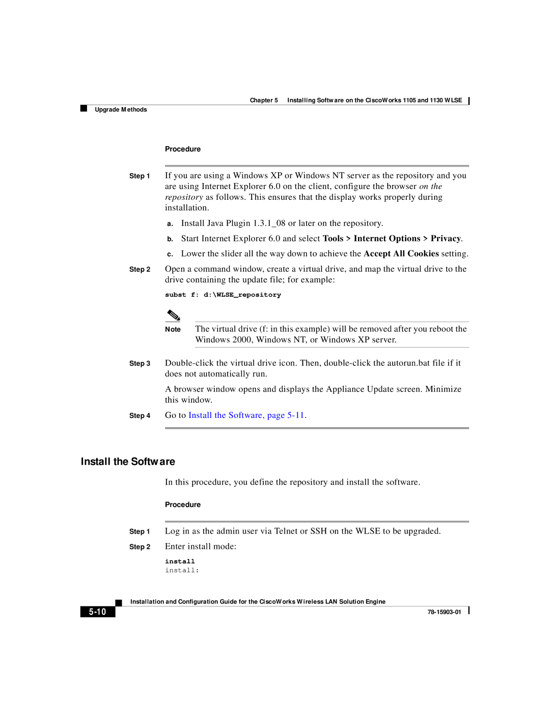 Cisco Systems SOFTWARE RELEASE 2.5 warranty Install the Software 