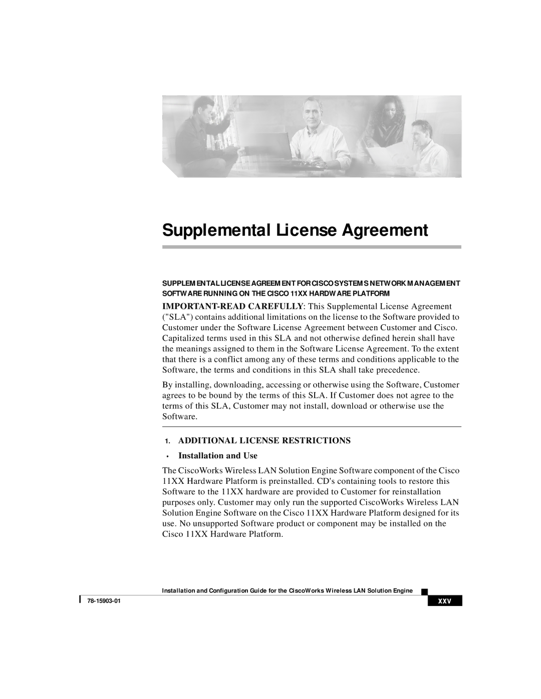 Cisco Systems SOFTWARE RELEASE 2.5 warranty Supplemental License Agreement, Installation and Use 