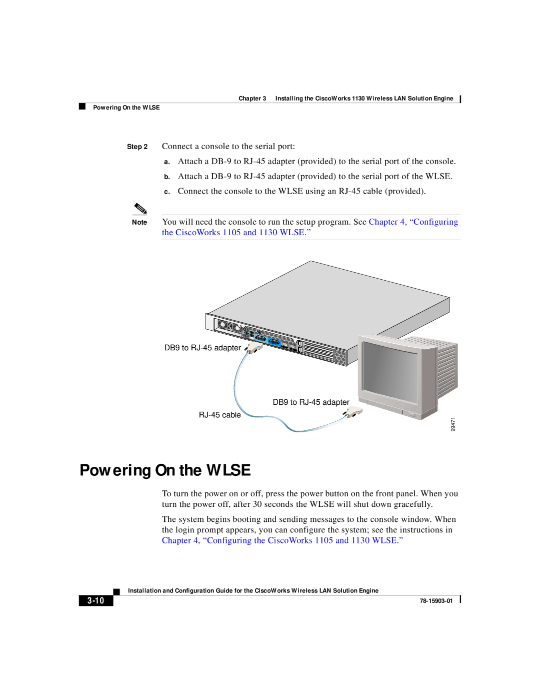 Cisco Systems SOFTWARE RELEASE 2.5 warranty Powering On the Wlse 