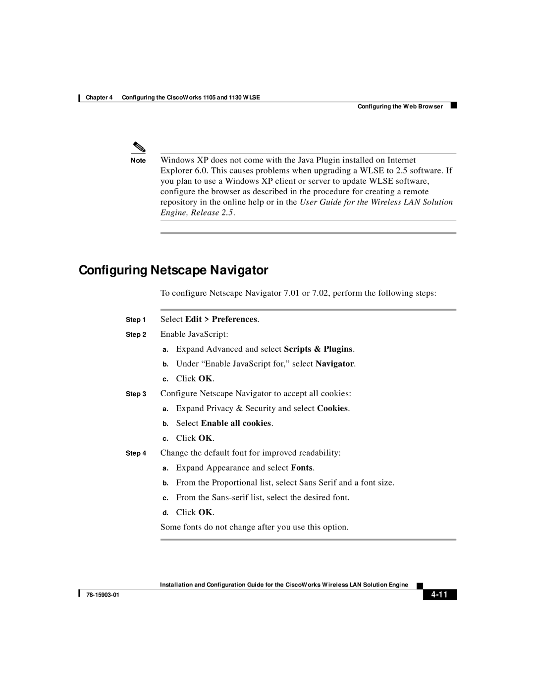 Cisco Systems SOFTWARE RELEASE 2.5 Configuring Netscape Navigator, Select Edit Preferences, Select Enable all cookies 