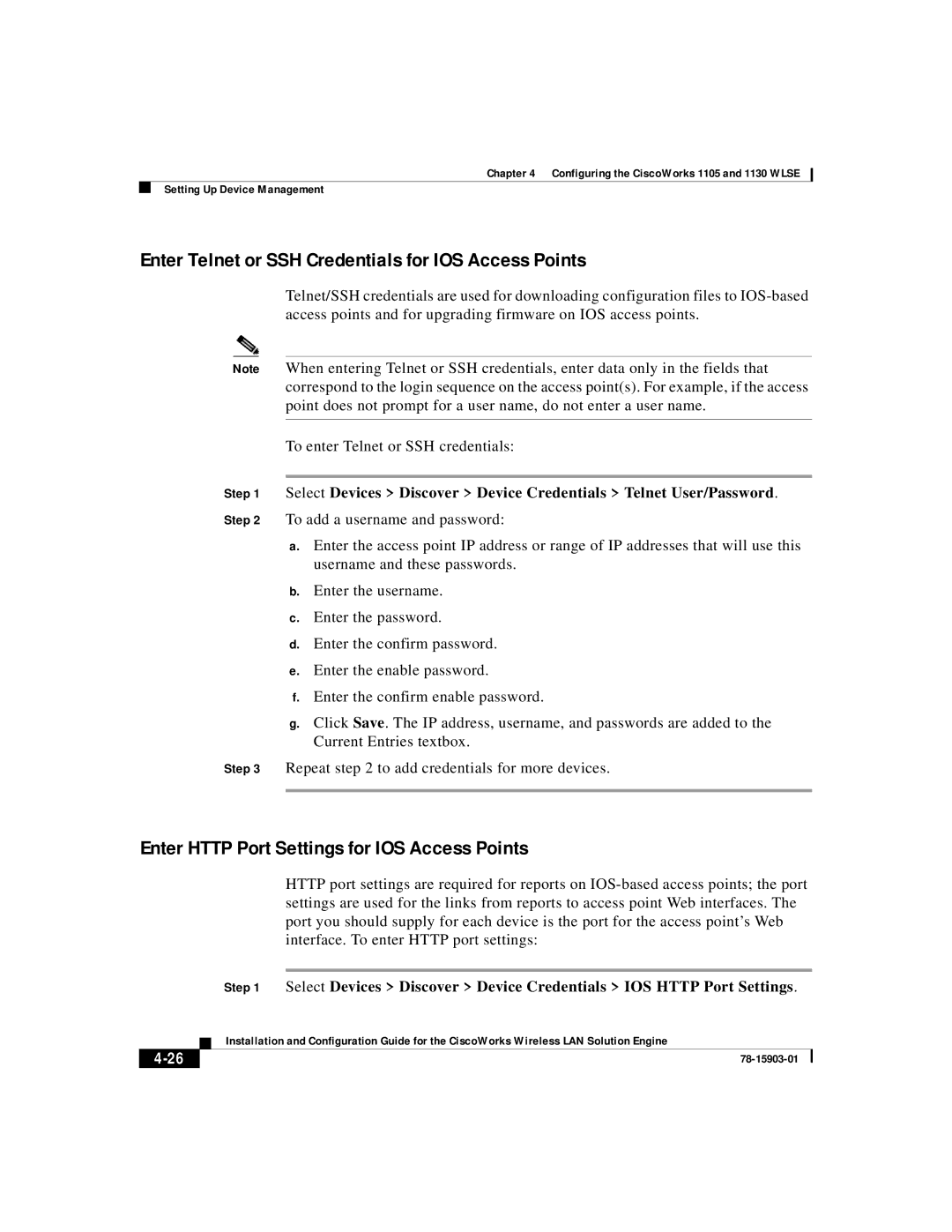 Cisco Systems SOFTWARE RELEASE 2.5 warranty Enter Telnet or SSH Credentials for IOS Access Points 