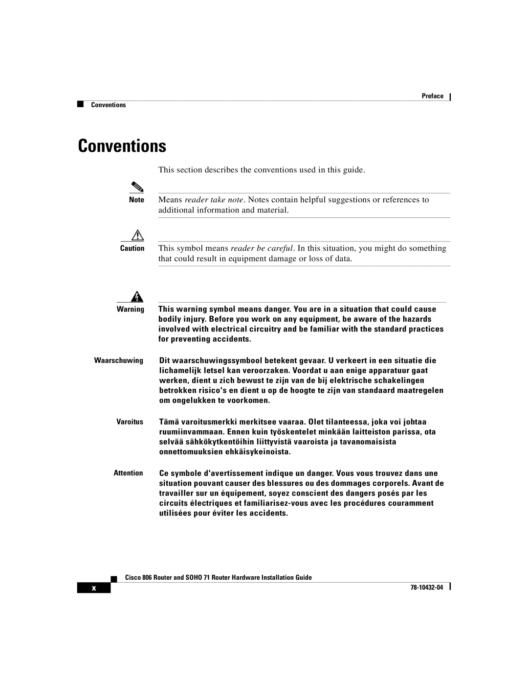 Cisco Systems SOHO 71 manual Conventions 