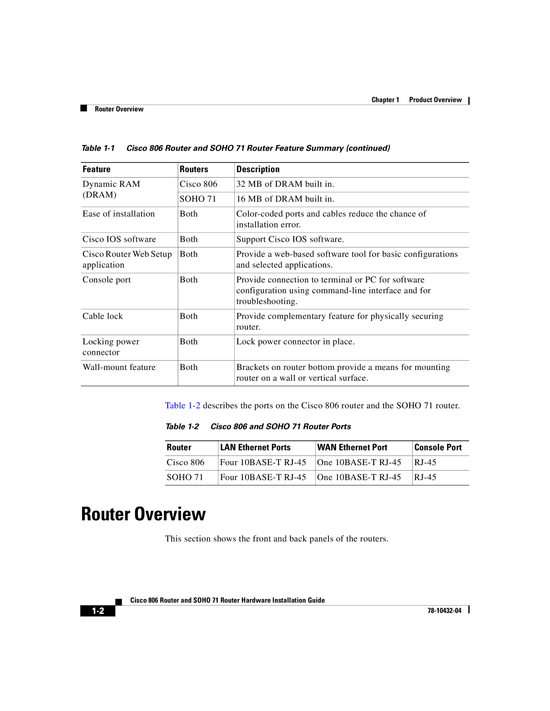 Cisco Systems SOHO 71 manual Router Overview, Router LAN Ethernet Ports WAN Ethernet Port Console Port 