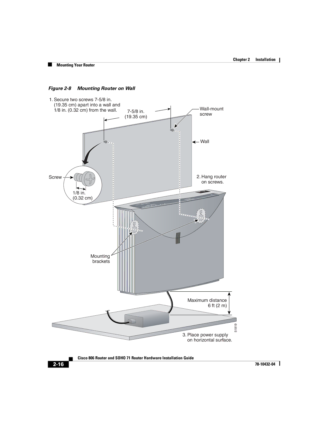 Cisco Systems SOHO 71 manual Mounting Router on Wall 