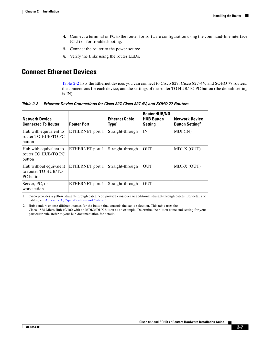 Cisco Systems SOHO 77 manual Connect Ethernet Devices, Out Mdi-X Out 