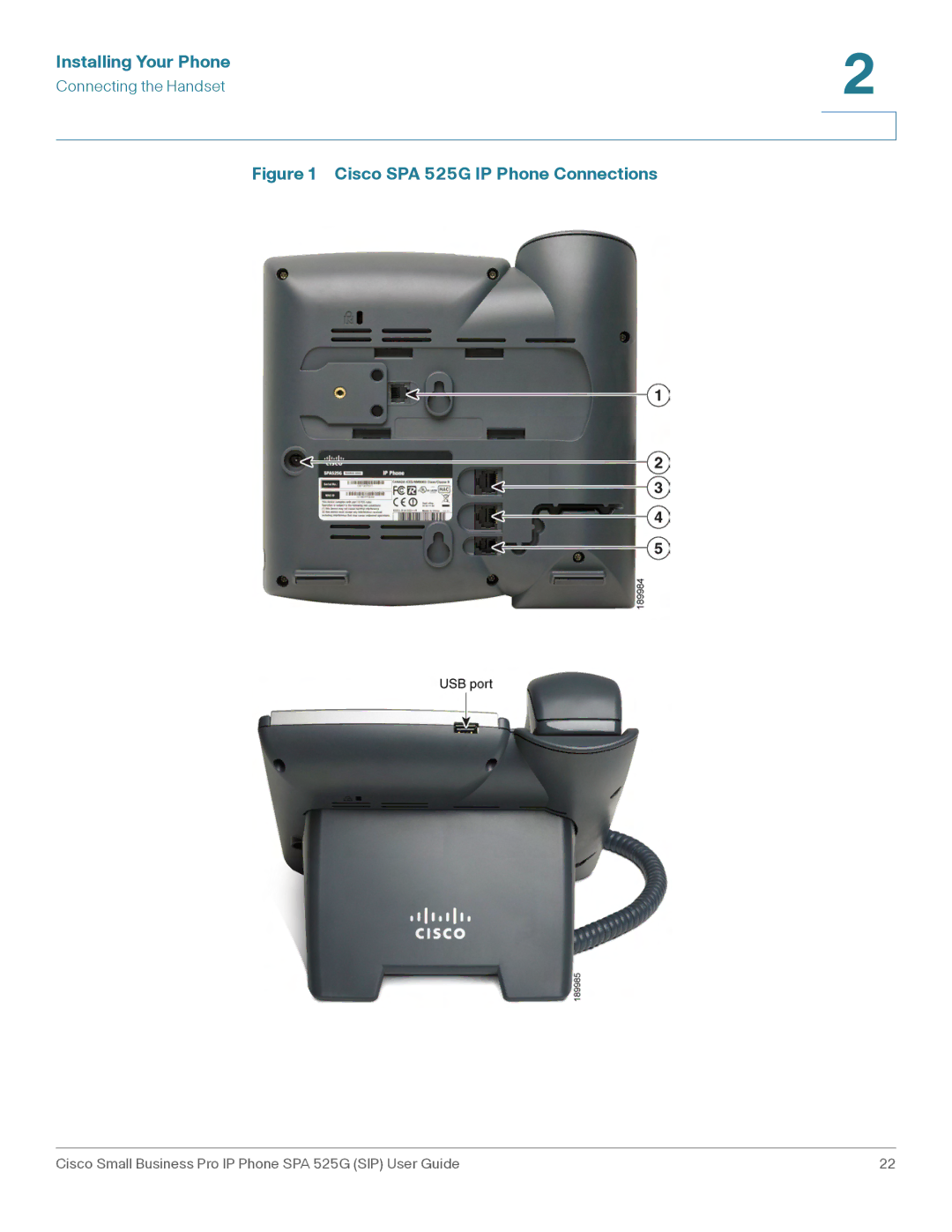 Cisco Systems manual Cisco SPA 525G IP Phone Connections 