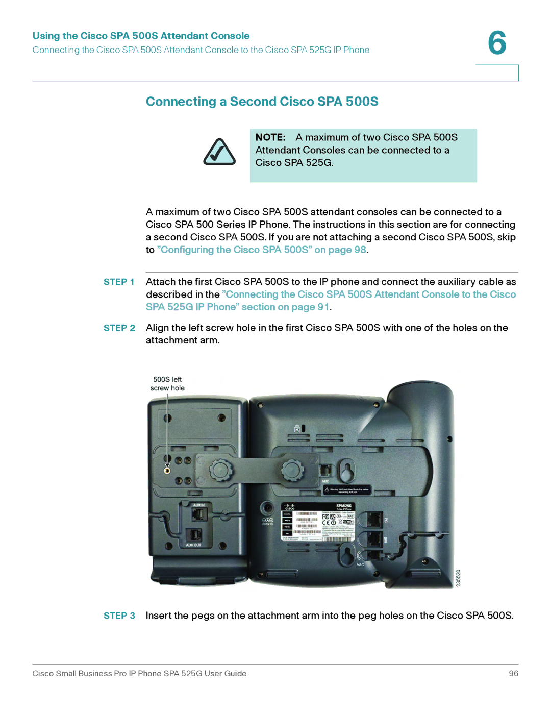 Cisco Systems SPA 525G manual Connecting a Second Cisco SPA 500S 