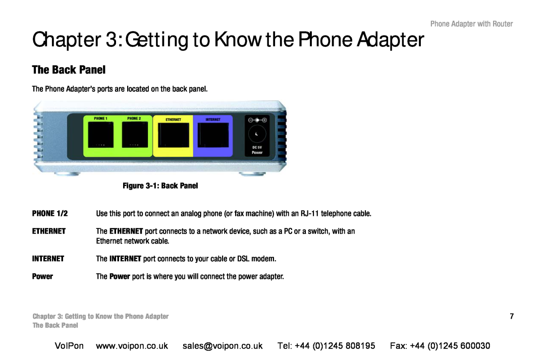 Cisco Systems SPA2102 manual Getting to Know the Phone Adapter Phone Adapter with Router, The Back Panel 