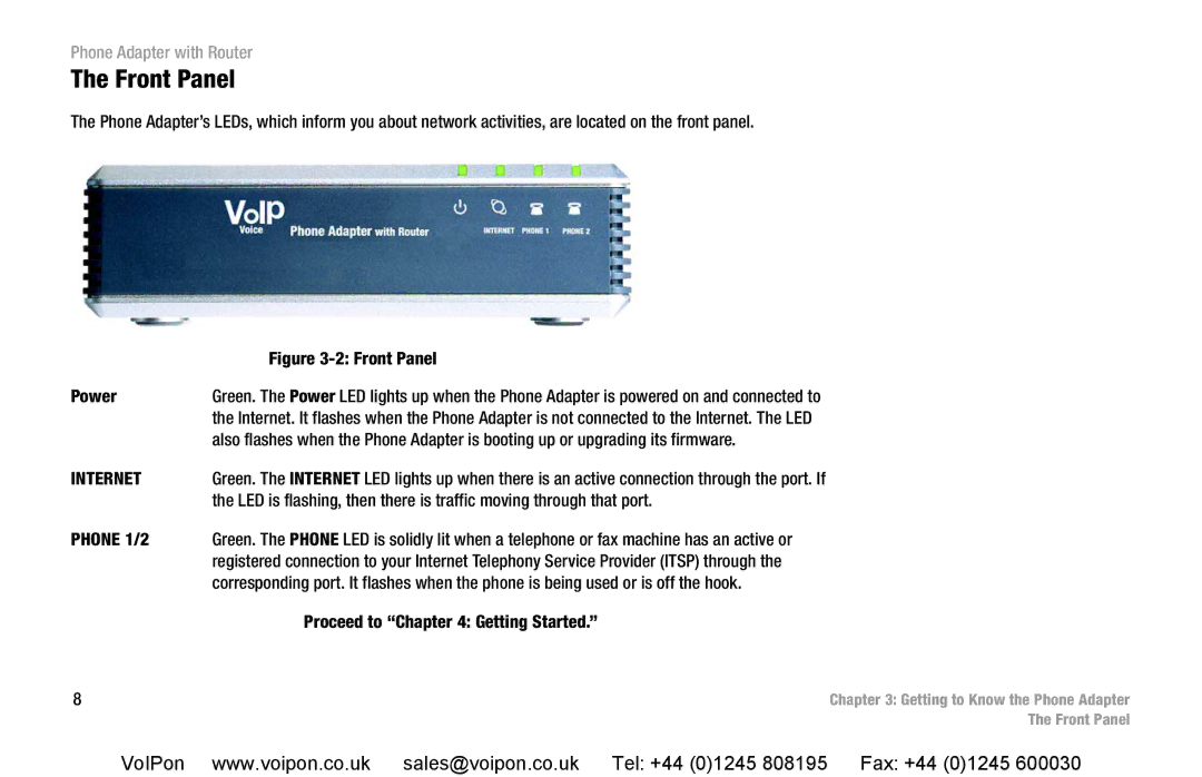 Cisco Systems SPA2102 manual Front Panel 