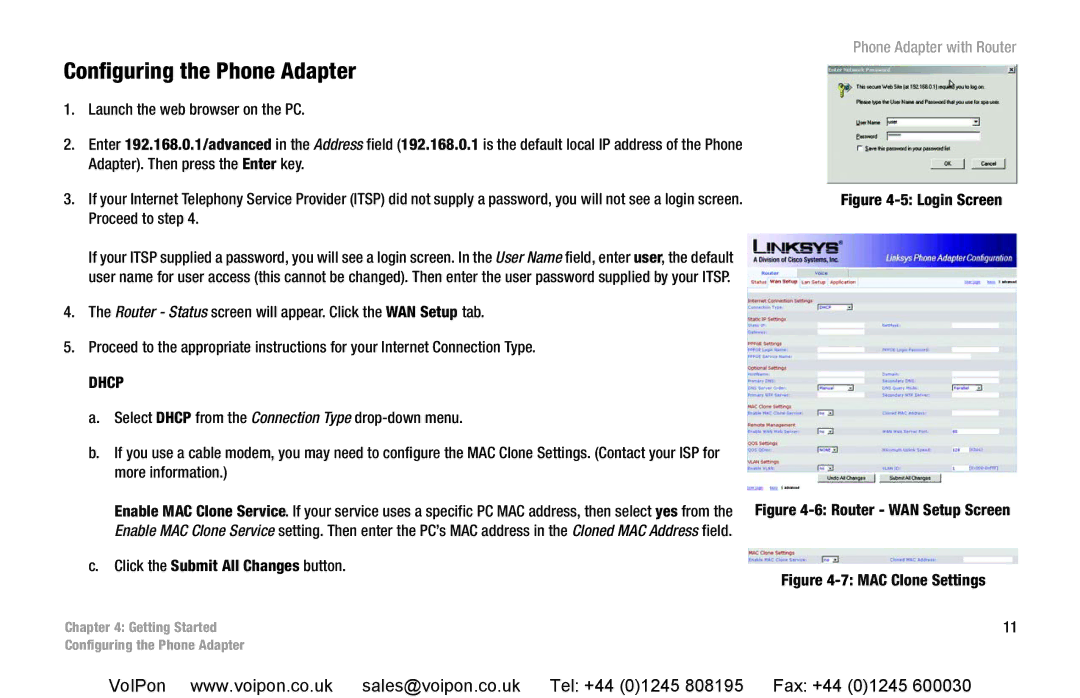 Cisco Systems SPA2102 manual Configuring the Phone Adapter, Dhcp 