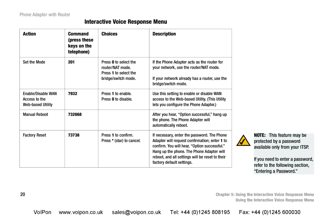 Cisco Systems SPA2102 manual Set the Mode 201 Press 0 to select 