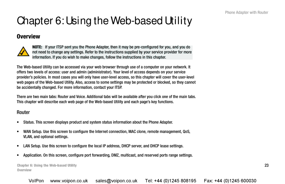 Cisco Systems SPA2102 manual Using the Web-based Utility, Router 