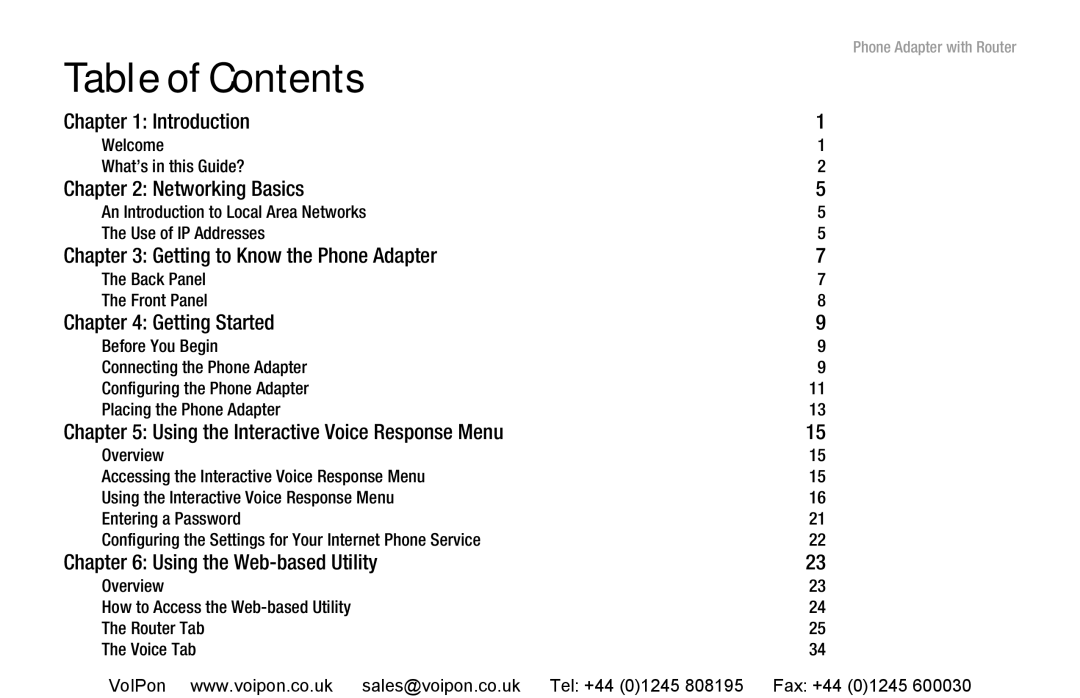 Cisco Systems SPA2102 manual Table of Contents 