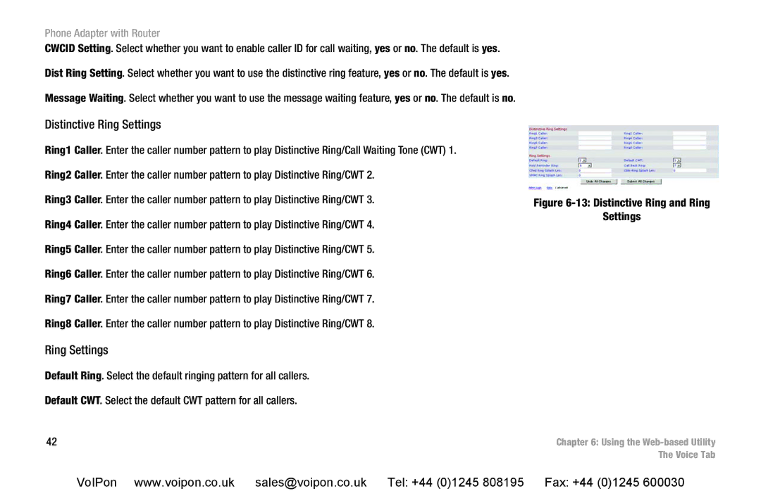 Cisco Systems SPA2102 manual Distinctive Ring Settings 