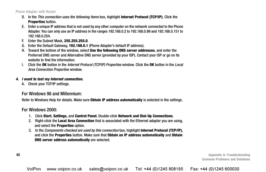 Cisco Systems SPA2102 manual Want to test my Internet connection 