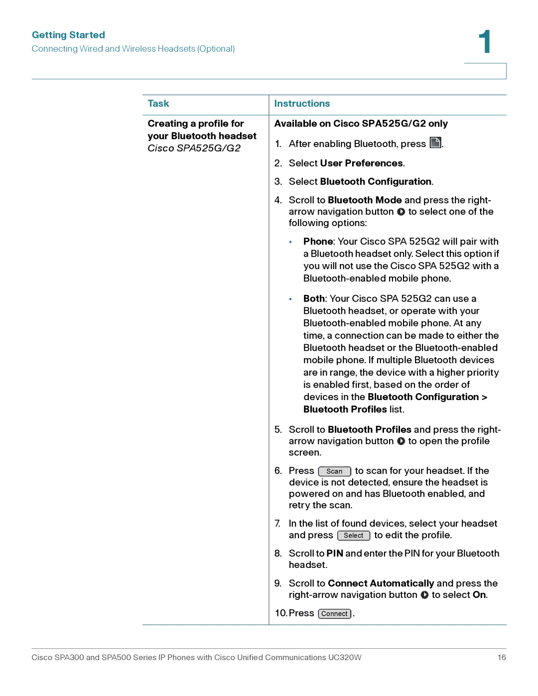 Cisco Systems SPA301 manual Select User Preferences Select Bluetooth Configuration, Devices in the Bluetooth Configuration 