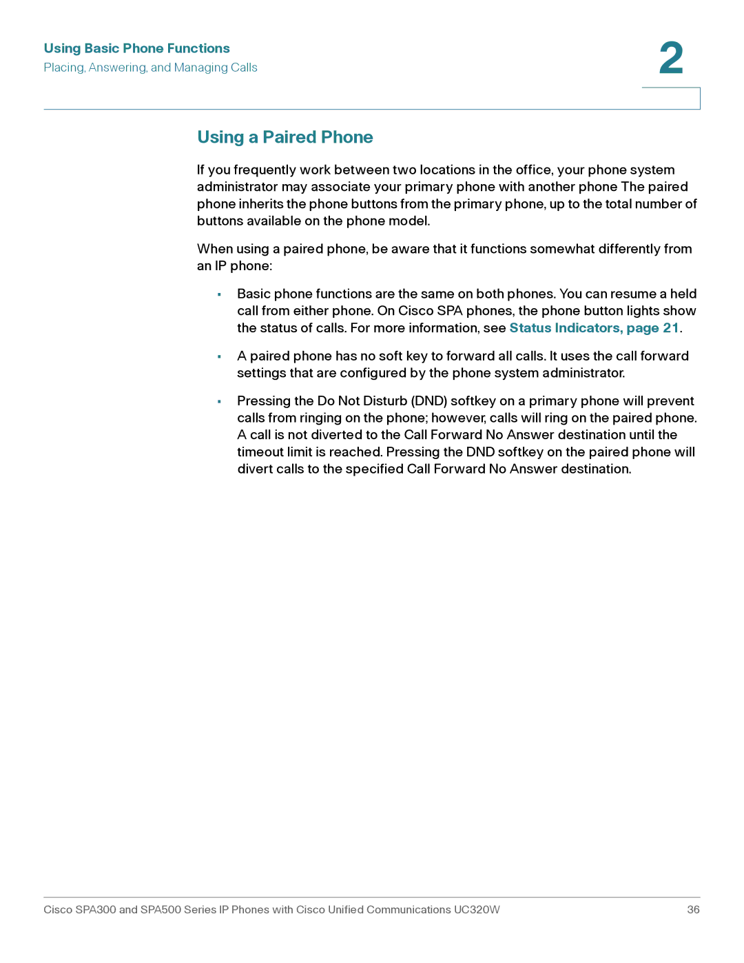 Cisco Systems SPA301, SPA303 manual Using a Paired Phone 