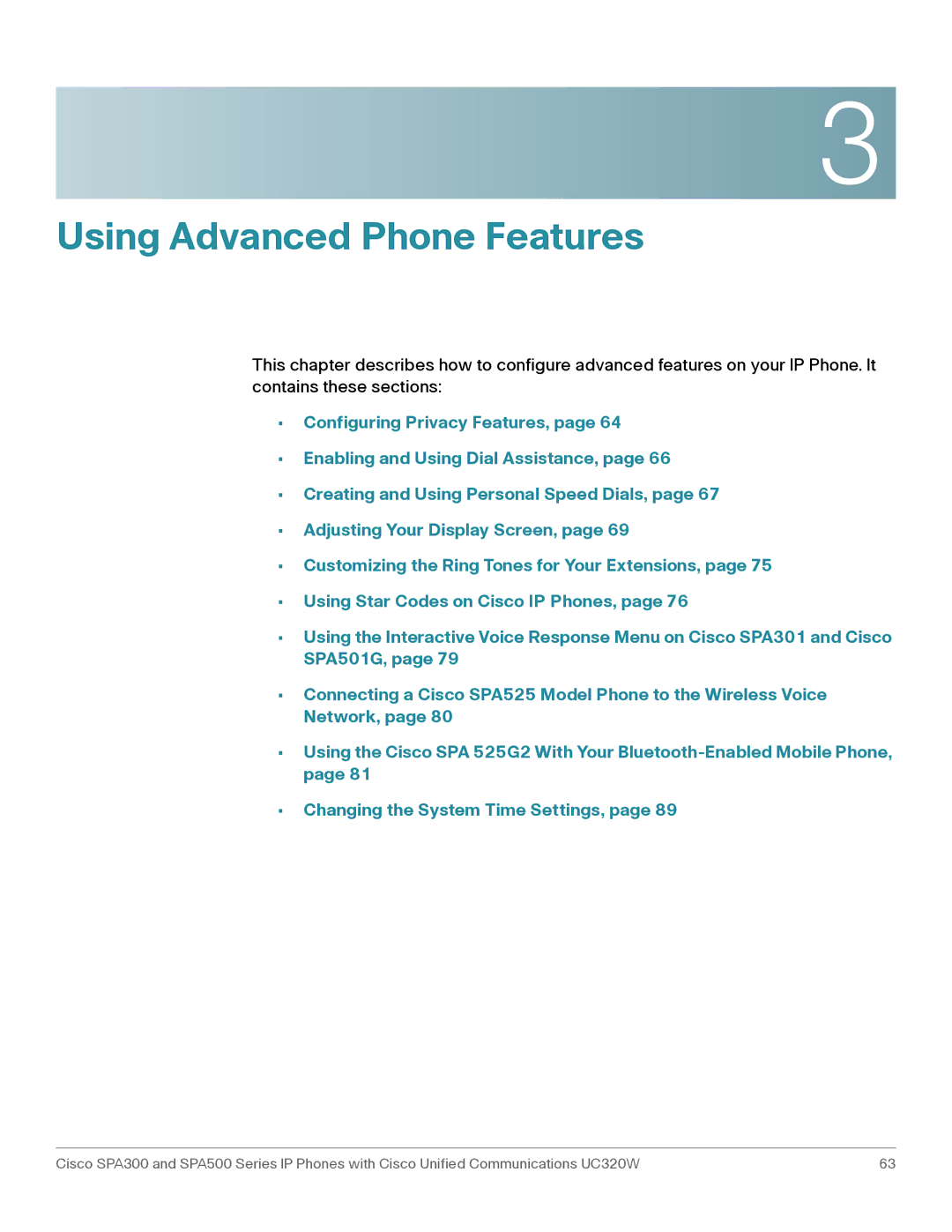 Cisco Systems SPA303, SPA301 manual Using Advanced Phone Features 