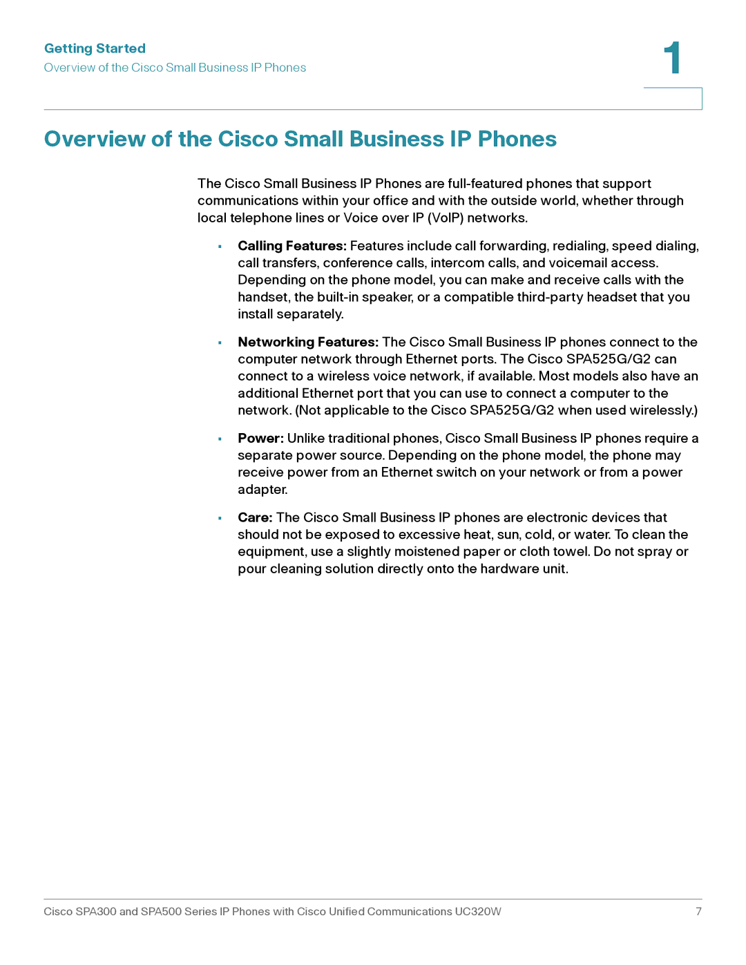 Cisco Systems SPA303, SPA301 manual Overview of the Cisco Small Business IP Phones, Getting Started 