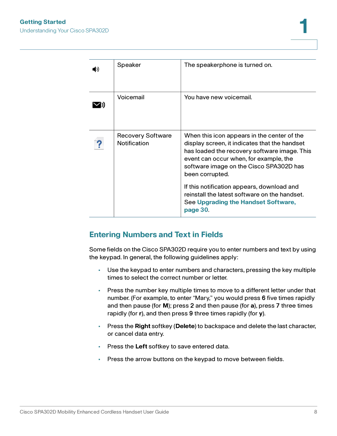 Cisco Systems SPA302D manual Entering Numbers and Text in Fields 