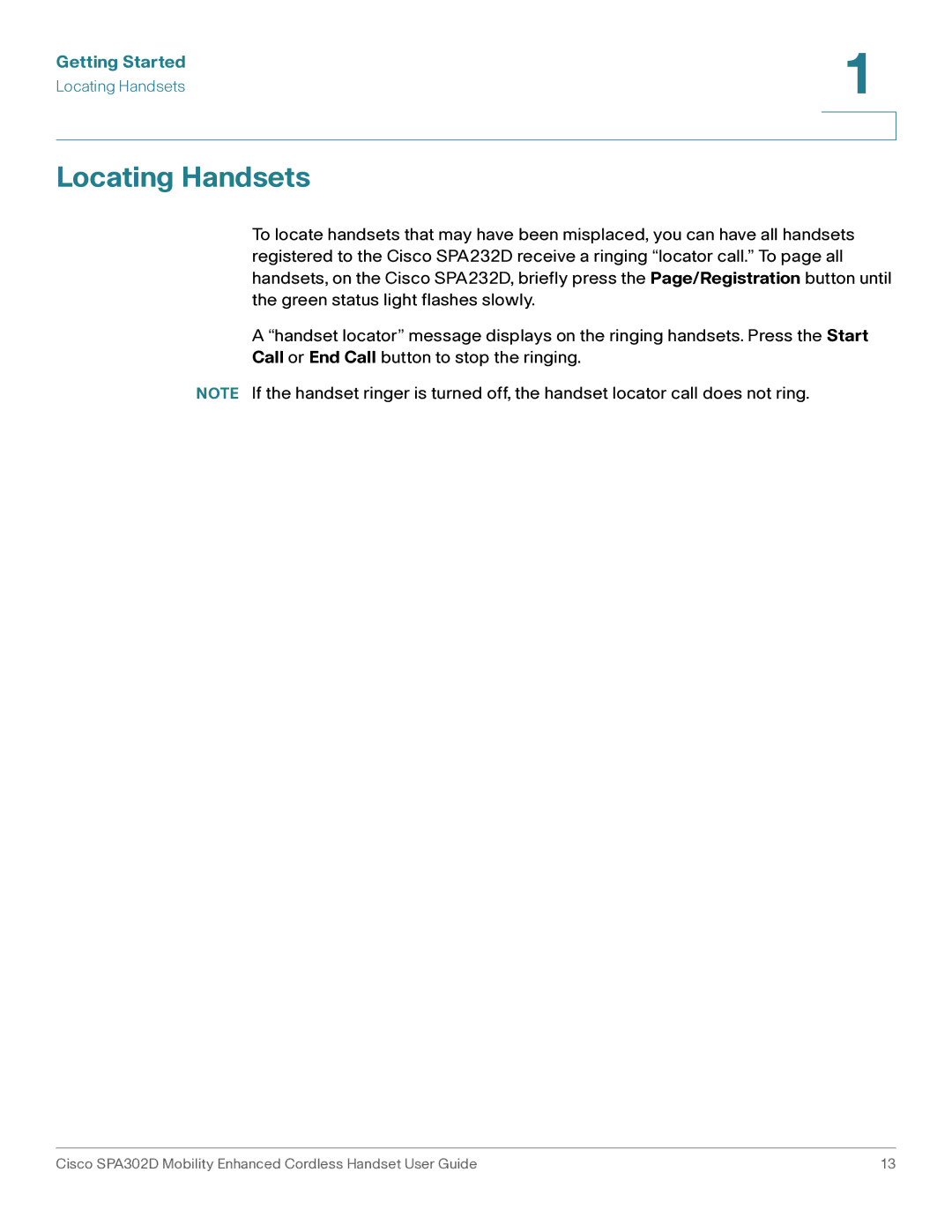 Cisco Systems SPA302D manual Locating Handsets 