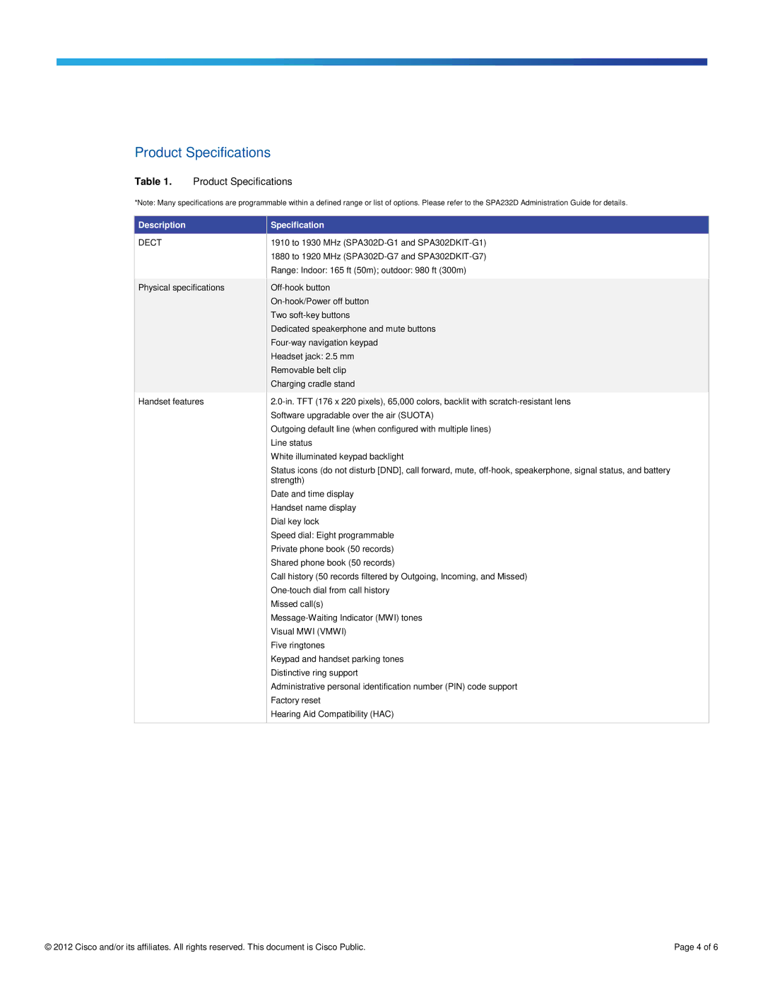 Cisco Systems SPA302DKITG1 manual Product Specifications, Description 