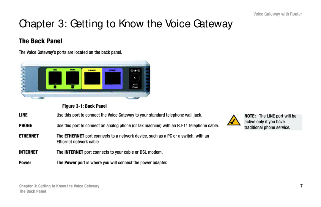 Cisco Systems SPA3102 manual Getting to Know the Voice Gateway, Back Panel 